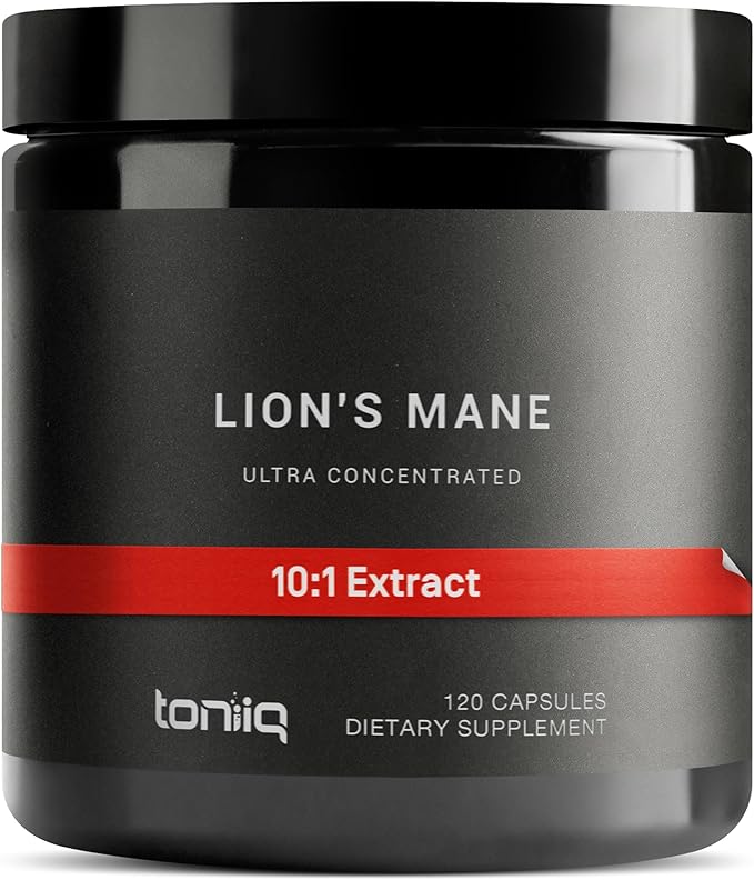 Lion’s Mane 10:1 Extract – Ultra High Potency, 30% Polysaccharides – Brain, Memory & Immune Support – 120 Capsules