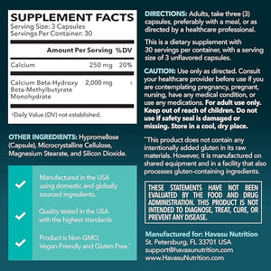 HMB Capsules 2000mg – Calcium B-Hydroxy B-Methylbutyrate, 90 Capsules, Vegan, Non-GMO, Gluten-Free