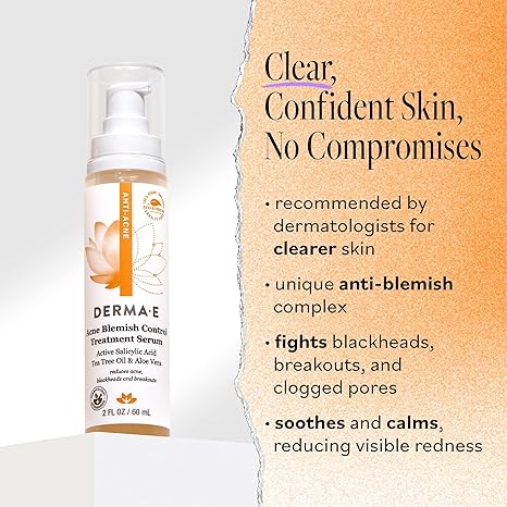DERMA E Acne Spot Treatment Serum – Blemish Control, Vegan, 2oz