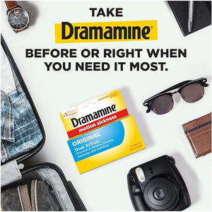 Dramamine Original Motion Sickness Relief Tablets, 36 Count – Fast-Acting Dimenhydrinate 50mg for Nausea, Dizziness, Vomiting, Travel Sickness & Cruise Essentials