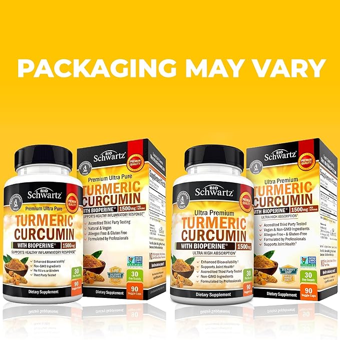 Turmeric Curcumin 1500mg with BioPerine® – 95% Curcuminoids, Organic Turmeric & Black Pepper – High Absorption Joint, Immune & Antioxidant Support – Vegan, Non-GMO – 90 Capsules