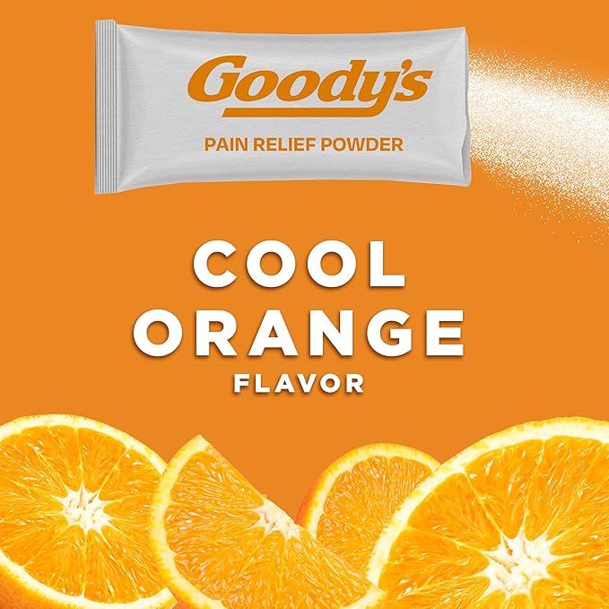 Goody’s Extra Strength Headache Powder – Cool Orange Flavor Dissolve Packs, Fast-Acting Triple Action Pain Relief, 48 Total Packets (2 x 24 ct)
