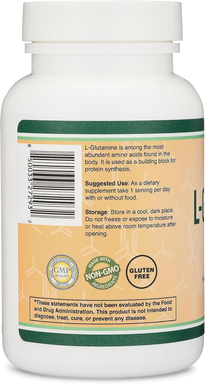 Double Wood L Glutamine Capsules – 1000mg Per Serving, 120 Capsules, Non-GMO, Gluten-Free, Keto Safe, Vegan Friendly