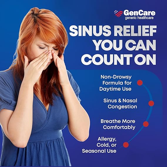 GenCare Nasal Decongestant 10mg – 300 Tablets – Phenylephrine HCl – Non-Drowsy Sinus & Congestion Relief