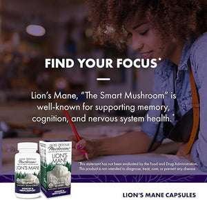 Host Defense Lion’s Mane – Brain, Focus & Memory Support – Immune & Nervous System – 60 Vegan Capsules