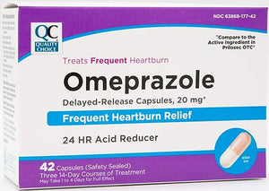 Quality Choice Omeprazole 20mg – 5 x 42 Ct – Delayed Release Acid Reducer for Frequent Heartburn Relief