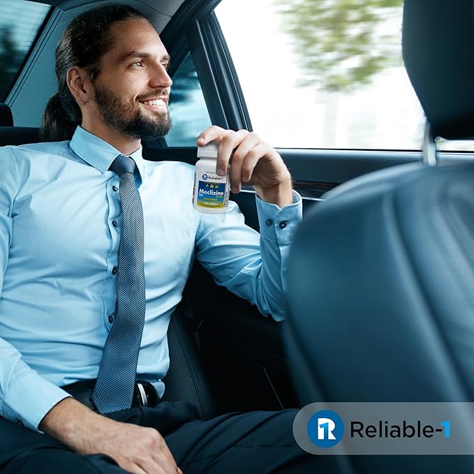 Reliable-1 Laboratories Meclizine HCL 25mg – Motion Sickness & Nausea Relief Tablets, Chewable, Raspberry Flavor, Vertigo & Dizziness Aid – 100 Count