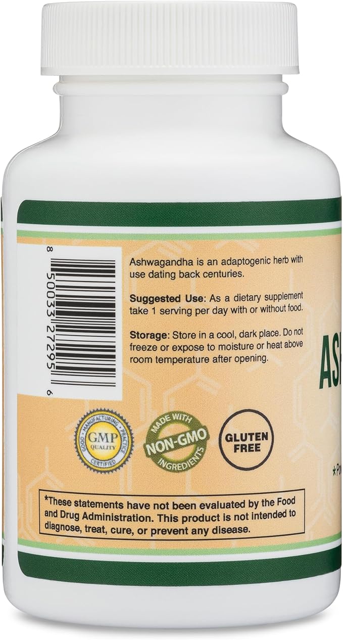 Double Wood Ashwagandha Capsules – 500mg 20:1 Extract – Adrenal & Cortisol Support – Stress, Mood & Energy – Non-GMO, Gluten-Free, Vegan – 120 Count