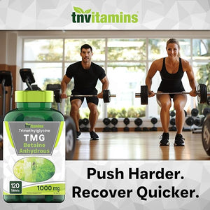 TMG Supplement 1000mg (Betaine Anhydrous) – 120 Tablets, Non-GMO, Made in USA, Homocysteine Support