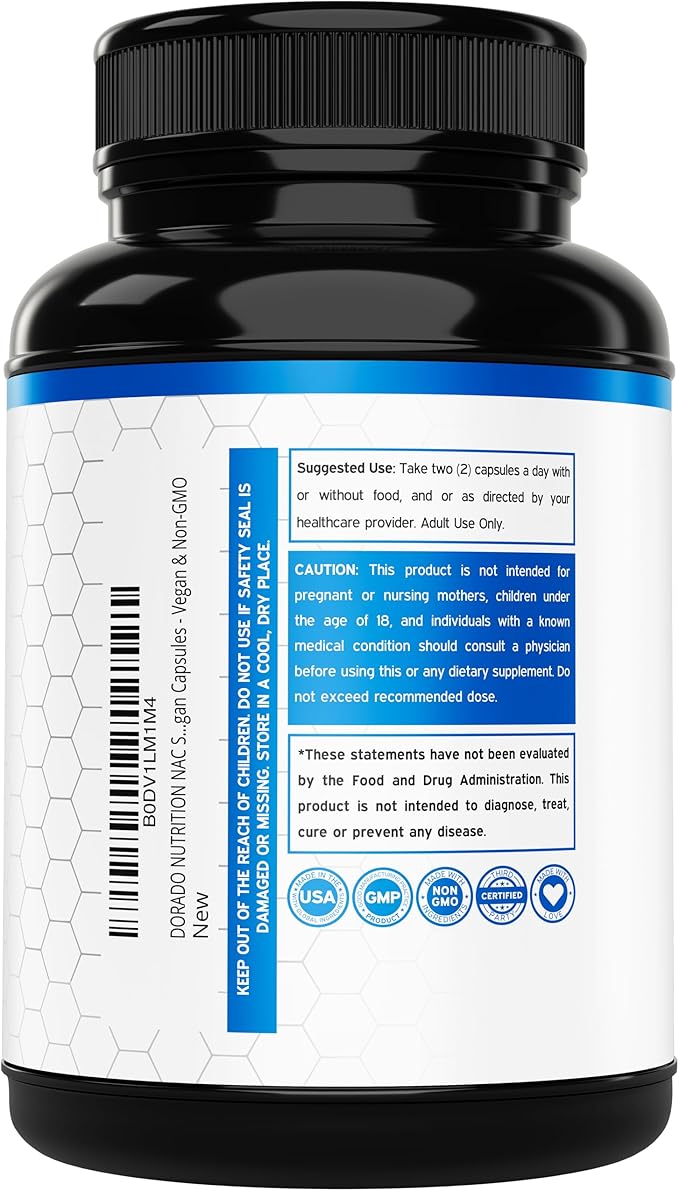 NAC Supplement 1000mg per Serving – N-Acetyl Cysteine for Immune & Antioxidant Support – Vegan, Non-GMO, USA Made – 60 Capsules