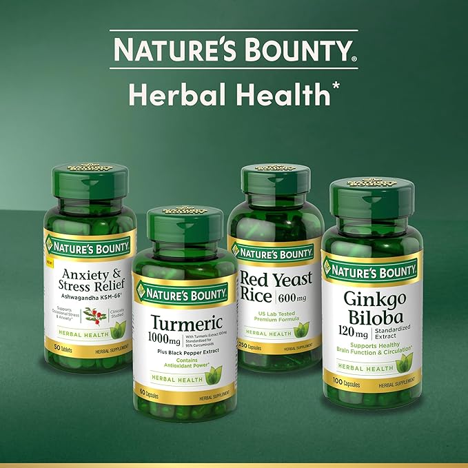 Nature's Bounty Ginkgo Biloba 60mg – Brain Function & Memory Support – Non-GMO, Gluten-Free – 200 Capsules