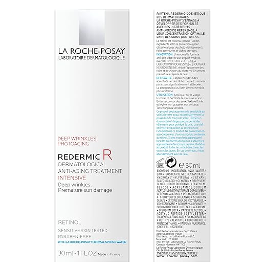 La Roche-Posay Redermic R Anti-Aging Retinol Cream – Pure Retinol for Wrinkles, Fine Lines & Age Spots – Fragrance Free, Non-Comedogenic – 1 Fl Oz