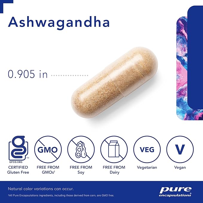 Pure Encapsulations Ashwagandha 500mg – KSM-66® Root Extract – Stress, Metabolism & Immune Support – Vegan, Non-GMO – 60 Capsules