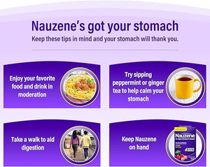 Nauzene Chewable Tablets for Nausea and Upset Stomach Relief – Non-Drowsy, Fast-Acting in 4 Minutes, Wild Cherry Flavor, 42 Count