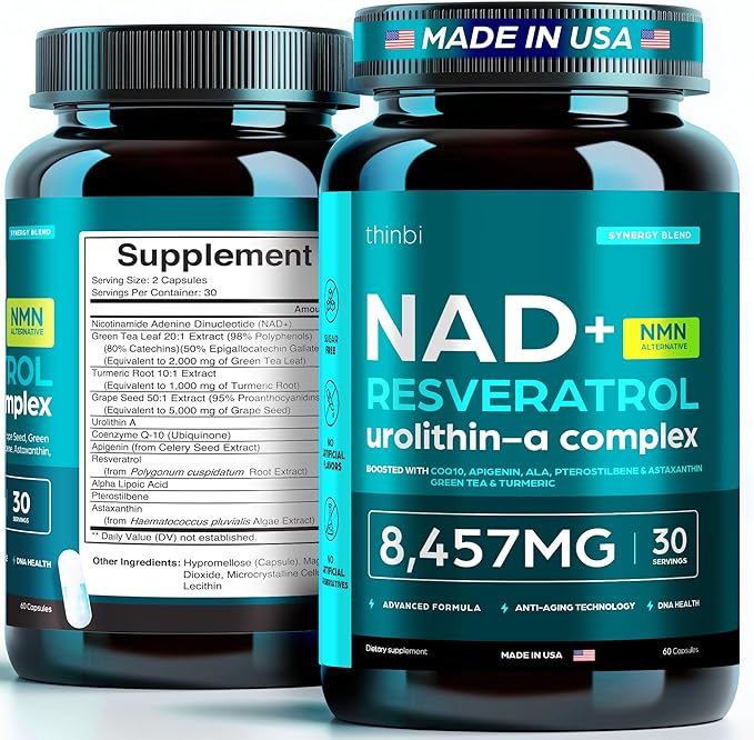 NAD Supplement 8457 mg – Extra Strength Liposomal NMN Alternative with Urolithin A, Resveratrol, CoQ10 & Green Tea – Anti-Aging & Cellular Energy – 30-Day Supply