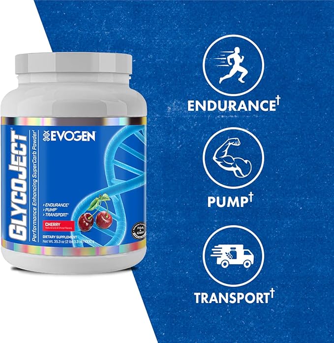 Evogen GlycoJect Super Carb Powder – Rapid Absorption, Cherry Flavor, 37 Servings, Pre & Post Workout