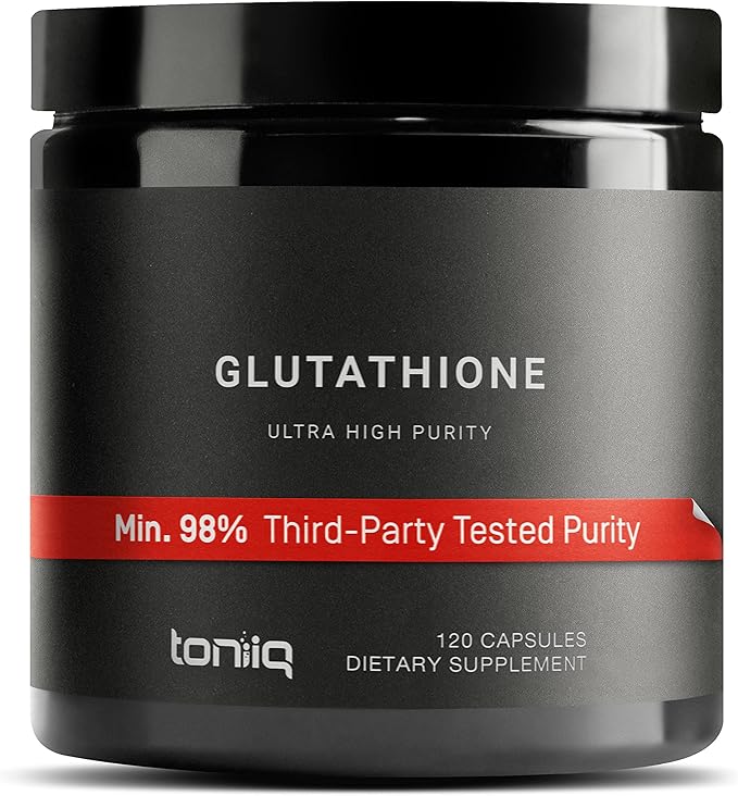 Toniiq Glutathione 1000mg – Ultra High Strength Reduced Glutathione – Antioxidant, Liver Detox, Immune & Skin Support – Non-GMO, Gluten-Free – 120 Capsules