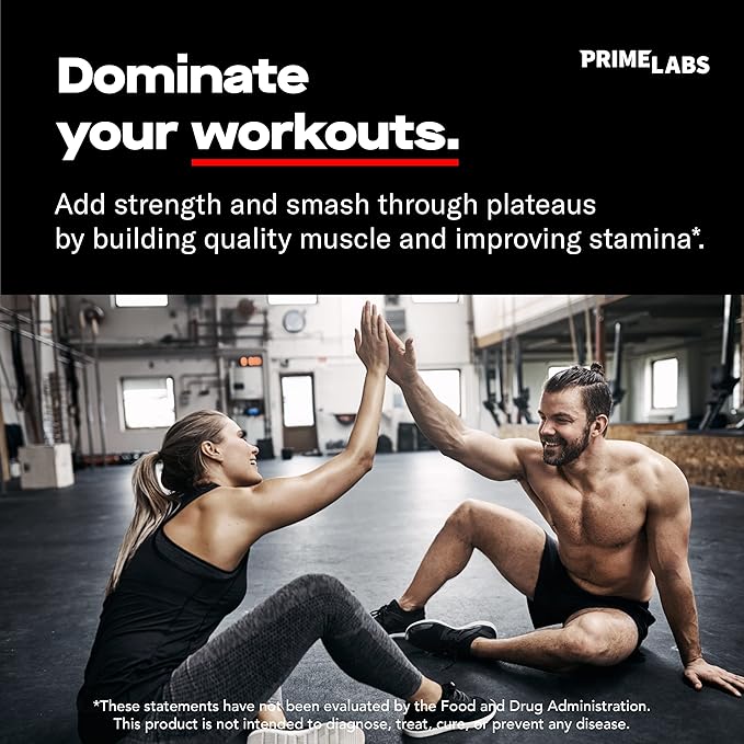 Prime Labs Men’s Testosterone Booster – Natural Stamina, Strength & Muscle Builder with Tongkat Ali, Horny Goat Weed & Saw Palmetto – 60 Caplets