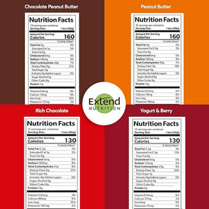 Extend Sugar Free Protein Bars – Diabetic Snack, High Protein & Fiber, Hunger Control, Low Carb, Keto Friendly, Variety Pack, 12 Count