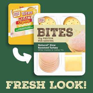 Oscar Mayer Bites Natural Slow-Roasted Turkey, White Cheddar & Cracker Trio – 3.3 oz Snack Tray