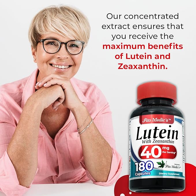 FITO MEDIC'S Lab Lutein 40mg + Zeaxanthin – High Absorption Eye Health Supplement – Ultra-Pure Marigold Extract – Non-GMO, Gluten-Free – 180 Capsules (Value Size)