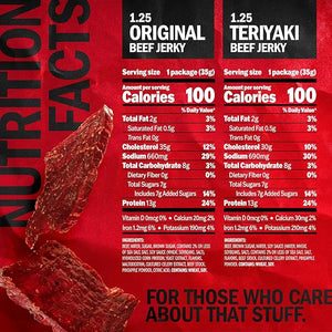 Jack Link's Beef Jerky Variety Pack – Original & Teriyaki, 9-Pack, 1.25 oz Each, High Protein Meat Snacks