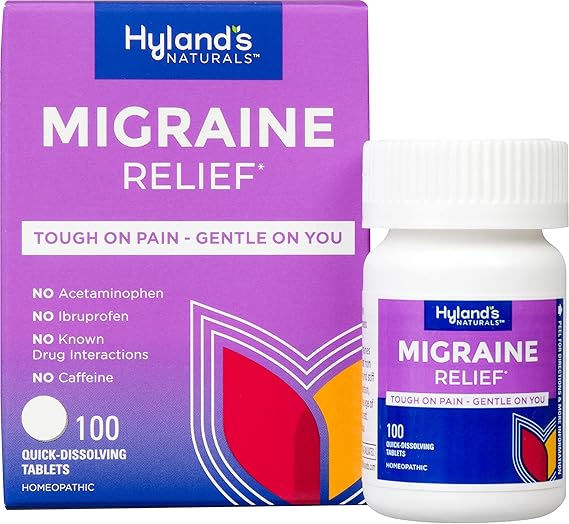 Hyland's Migraine Relief Tablets – 100 Count – Natural, Non-Drowsy, Homeopathic Headache Support – Fast Dissolving