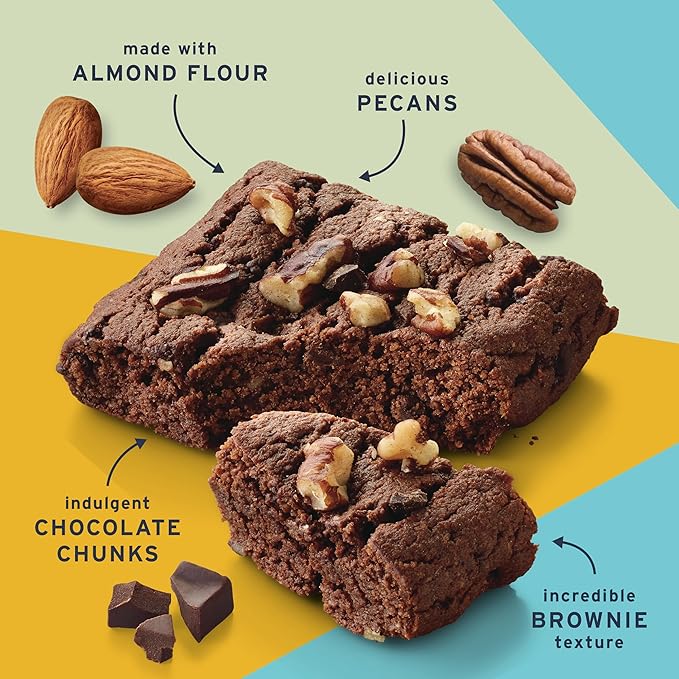 Ratio Soft Baked Bars, Chocolate Brownie – 1g Sugar, Keto Friendly, High Protein, Gluten Free, 6 Bars