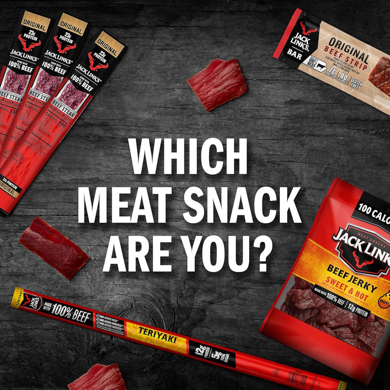 Jack Link's Beef Sticks – Original, 6g Protein, Keto-Friendly Meat Snack, 20 Count, 0.92 oz Each