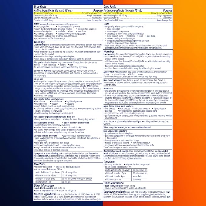 VICKS DayQuil & NyQuil SEVERE Cold & Flu Medicine with Honey Flavor – 9-Symptom Relief, Headache, Fever, Cough, Congestion – 2x12 oz Bottles