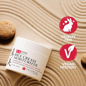 Shinbi Beauty Japanese Rice Cream Moisturizer – Rice Ferment & Sake Extract – Lightweight, Brightening, Hydrating Face Cream – J-Beauty, Natural, Non-Greasy – 2oz