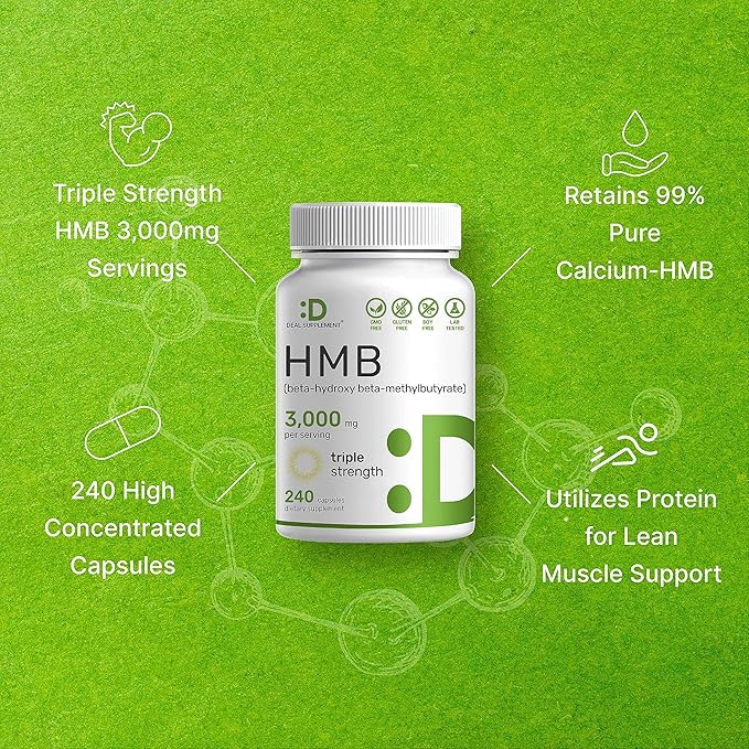 Ultra Strength HMB Supplements – 3,000mg Per Serving, 240 Capsules, Third Party Tested