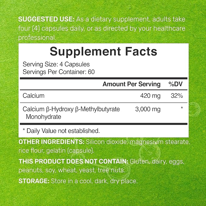 Ultra Strength HMB Supplements – 3,000mg Per Serving, 240 Capsules, Third Party Tested