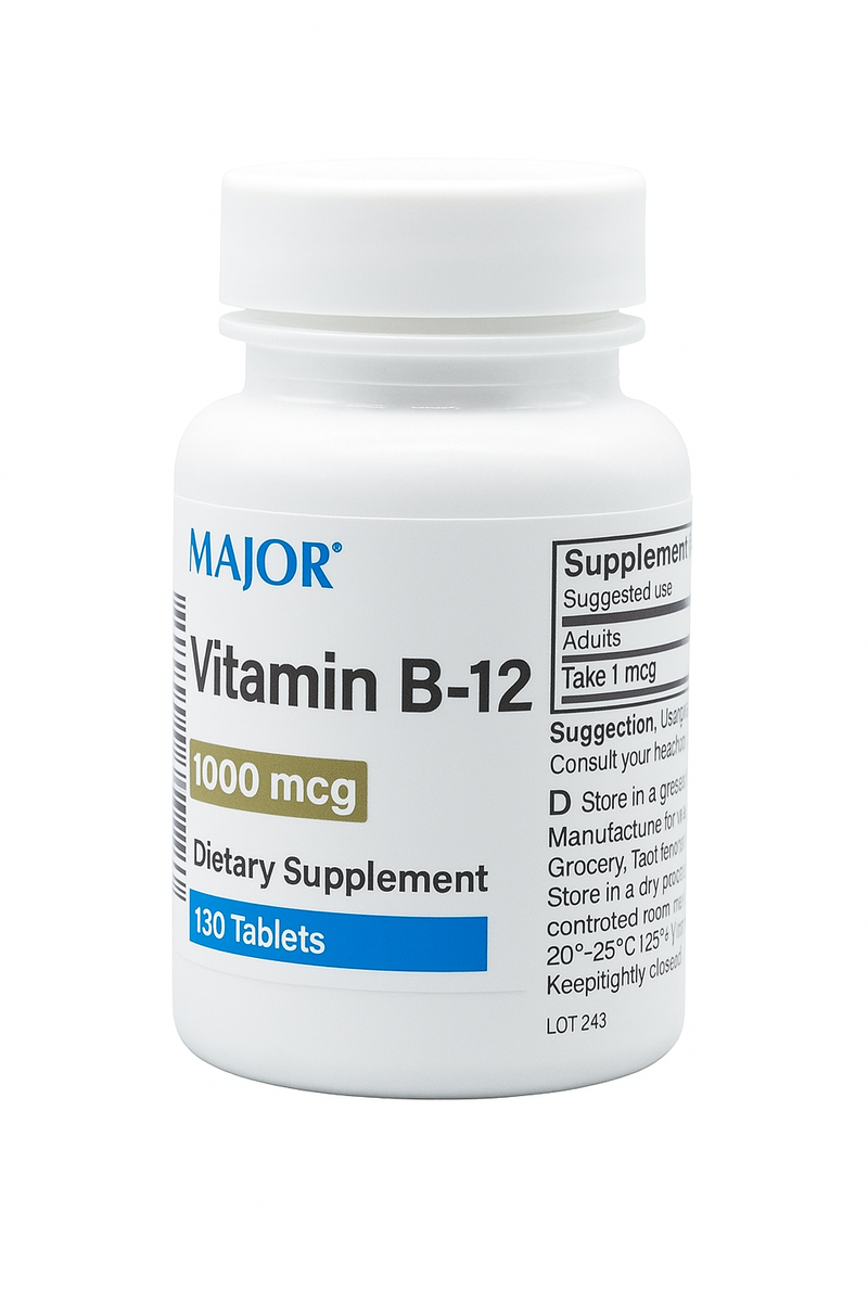 MAJOR Vitamin B-12 1000 mcg – 130 Tablets | Energy & Metabolism Support